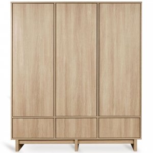 Chambre bébé trio kyo lit 70 x 140 cm + commode + armoire xl honey ash Quax