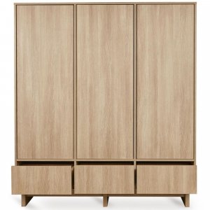 Chambre bébé trio kyo lit 70 x 140 cm + commode + armoire xl honey ash Quax