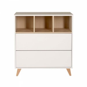 Chambre duo lit bébé 60x120 cm + commode avec plan à langer loft white Quax