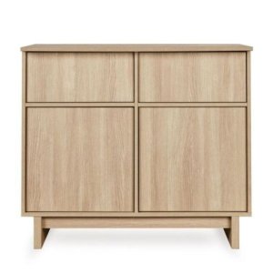 Chambre trio kyo lit bébé évolutif 70 x 120 cm + armoire + commode avec plan à langer - honey ash Quax