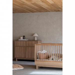 Chambre duo kyo lit bébé évolutif 70 x 120 cm + commode xl - honey ash Quax