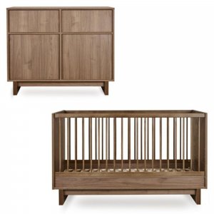 Chambre duo kyo lit bébé évolutif 70 x 140 cm + commode - walnut Quax