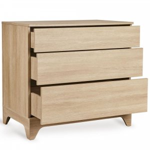 Chambre bébé trio tsugi lit 70 x 140 cm + commode + armoire honey ash Quax