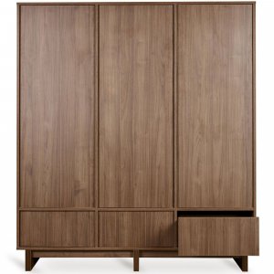 Chambre bébé trio kyo lit 70 x 140 cm + commode + armoire xl walnut Quax