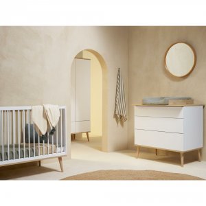 Lit bébé 60x120 cm flow white et oak Quax