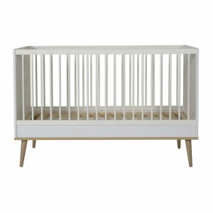 Lit bébé 70x140 cm évolutif en lit enfant flow white et oak Quax
