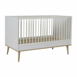 Lit bébé 70x140 cm évolutif en lit enfant flow white et oak Quax