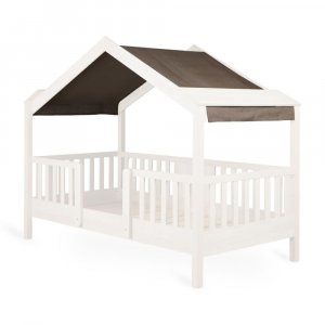 Toit pour lit cabane enfant 90 x 200 cm en tissu chalet chocolat Quax