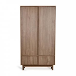 Armoire avec 2 portes battantes et 2 tiroirs kyo - walnut Quax