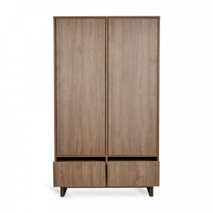 Armoire avec 2 portes battantes et 2 tiroirs kyo - walnut Quax