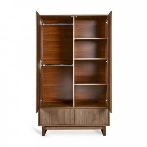 Armoire avec 2 portes battantes et 2 tiroirs kyo - walnut Quax