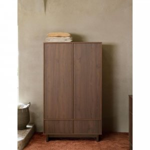 Armoire avec 2 portes battantes et 2 tiroirs kyo - walnut Quax