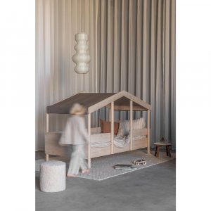 Toit pour lit cabane enfant 90 x 200 cm en tissu cottage chocolat Quax