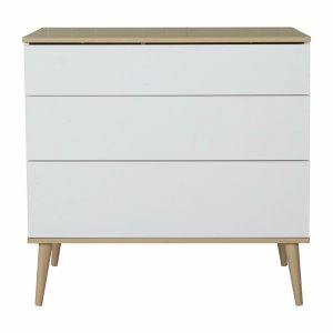 Commode 3 tiroirs flow white et oak Quax