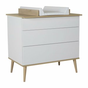 Commode 3 tiroirs flow white et oak Quax