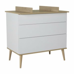 Commode 3 tiroirs flow white et oak Quax