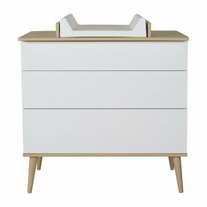Commode 3 tiroirs flow white et oak Quax