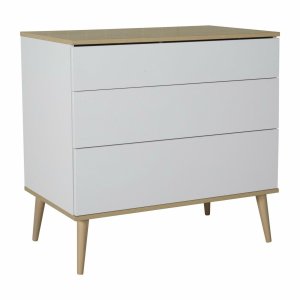 Commode 3 tiroirs flow white et oak Quax