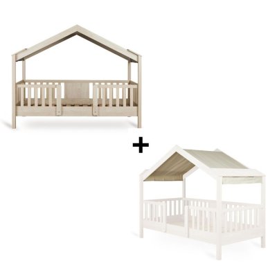Pack lit cabane évolutif 90x200 cm avec toit chalet butter