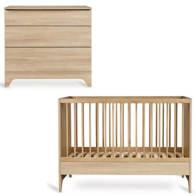 Chambre bébé duo tsugi lit 60 x 120 cm + commode honey ash