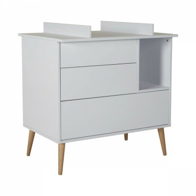 Chambre trio lit bébé 60x120 cm + armoire xl + commode avec plan à langer cocoon ice white