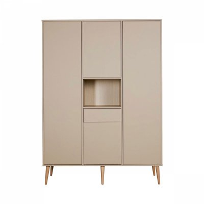 Chambre trio lit bébé 70x140 cm évolutif en lit enfant + armoire xl + commode avec plan à langer cocoon latte marque : quax