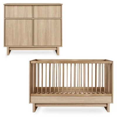 Chambre duo kyo lit bébé évolutif 70 x 140 cm + commode - walnut