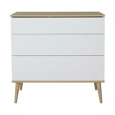 Chambre trio lit bébé 60x120 cm + armoire xl + commode avec plan à langer flow white & oak