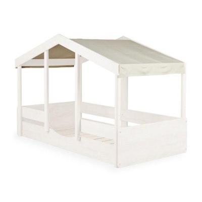 Toit pour lit cabane enfant 90 x 200 cm en tissu cottage butter