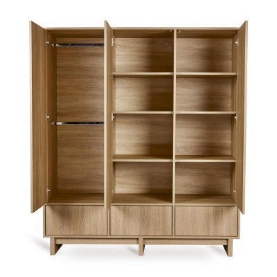 Armoire xl avec 3 portes et 3 tiroirs kyo - honey ash