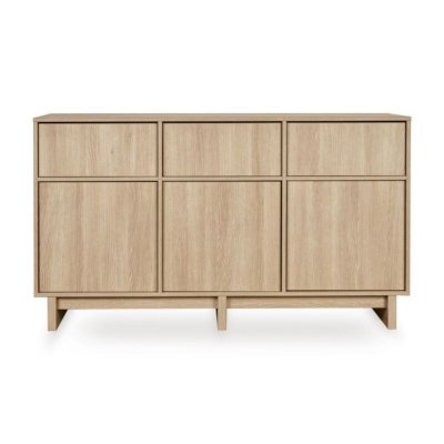 Commode xl avec 3 portes et 3 tiroirs kyo - honey ash