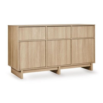 Commode xl avec 3 portes et 3 tiroirs kyo - honey ash