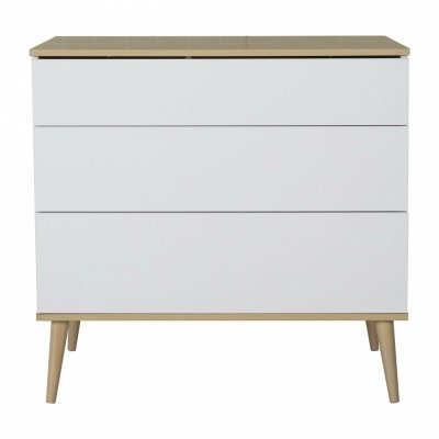 Commode 3 tiroirs flow white et oak