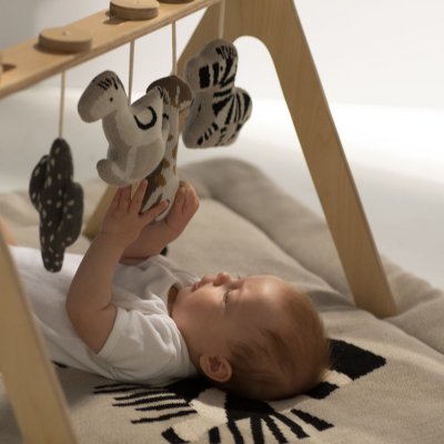 Tapis de parc tricot zèbre 100 x 100 cm