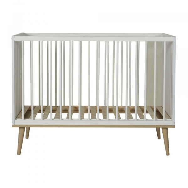 Chambre duo lit bébé 60x120 cm + commode avec plan à langer flow white & oak Quax