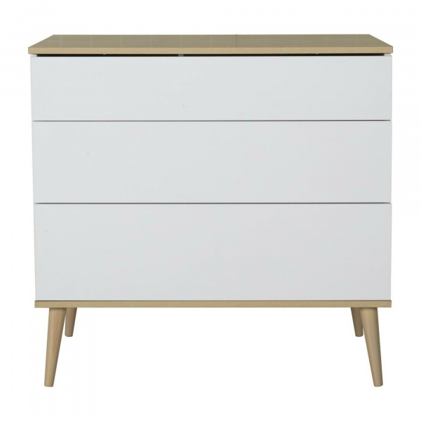 Chambre duo lit bébé 60x120 cm + commode avec plan à langer flow white & oak Quax