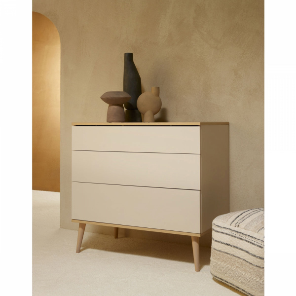 Chambre duo lit bébé 60x120 cm + commode avec plan à langer flow white & oak Quax