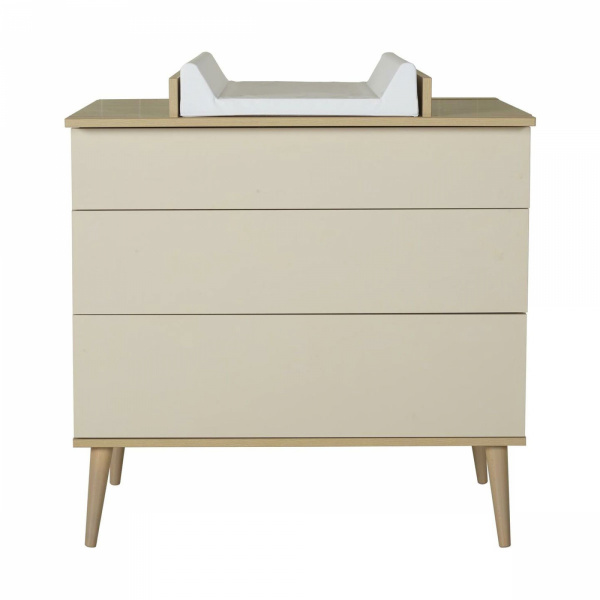 Chambre duo lit bébé 60x120 cm + commode avec plan à langer flow white & oak Quax