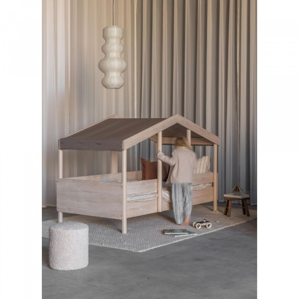 Pack lit cabane évolutif 90x200 cm avec toit chocolat cottage Quax