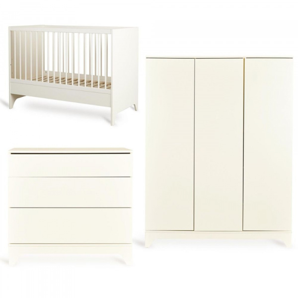 Chambre bébé trio tsugi lit 70 x 120 cm + commode + armoire xl butter Quax