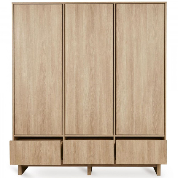 Chambre bébé trio kyo lit 70 x 140 cm + commode xl + armoire xl honey ash Quax
