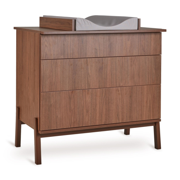 Chambre duo lit bébé 60x120 cm ashi chataignier+commode 3 tiroirs avec plan à langer Quax