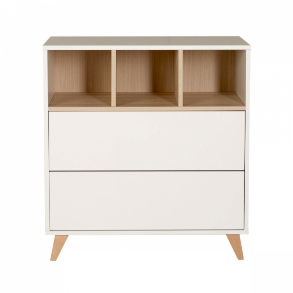 Chambre duo lit bébé 70x140 cm évolutif en lit enfant + commode avec plan à langer loft white Quax