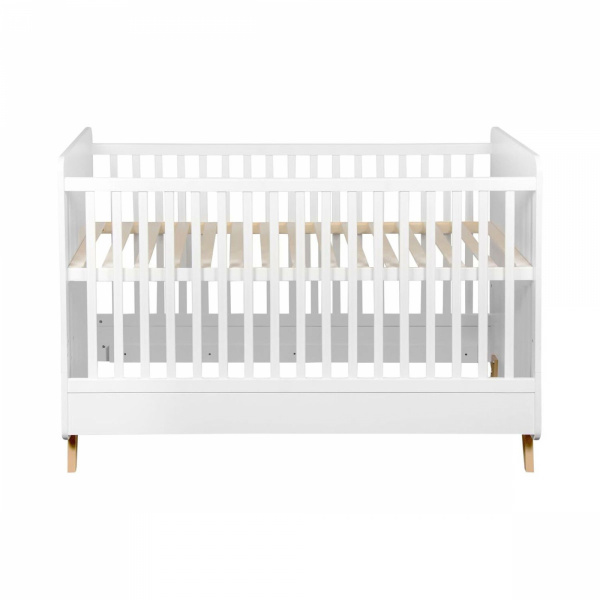 Chambre duo lit bébé 70x140 cm évolutif en lit enfant + commode avec plan à langer loft white Quax