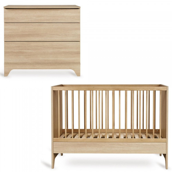 Chambre bébé duo tsugi lit 60 x 120 cm + commode honey ash Quax