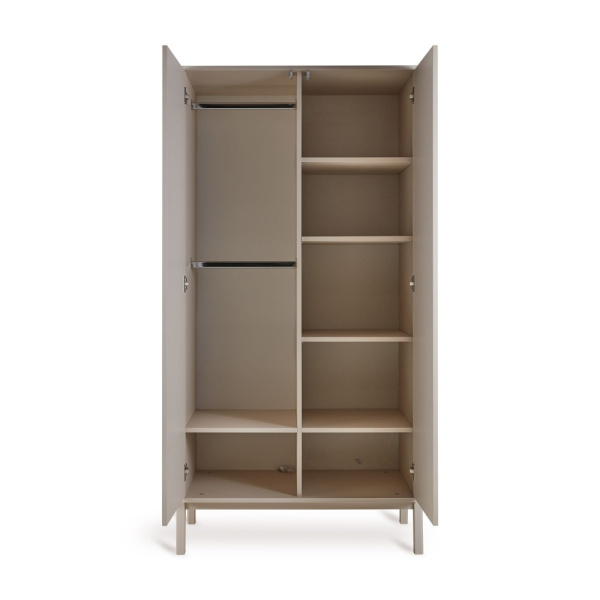 Chambre trio lit bébé 70x140 cm ashi argile+commode 3 tiroirs avec plan à langer+armoire 2 portes Quax