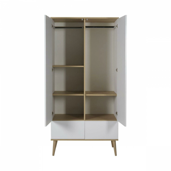 Chambre duo lit bébé 60x120 cm + commode avec plan à langer flow white & oak Quax