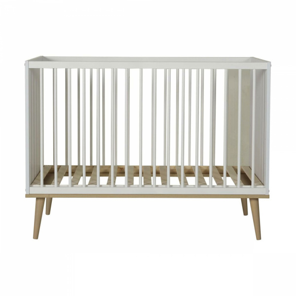 Chambre duo lit bébé 60x120 cm + commode avec plan à langer flow white & oak Quax