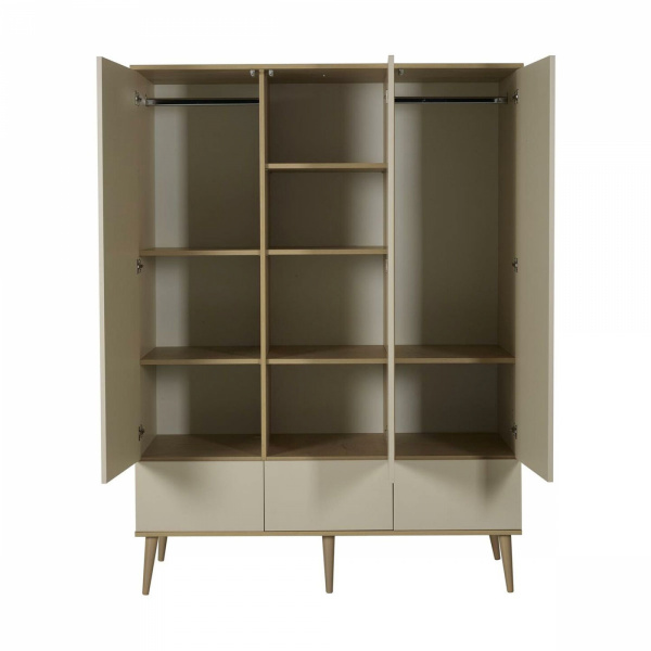 Chambre trio lit bébé 60x120 cm + armoire xl + commode avec plan à langer flow argile & oak Quax