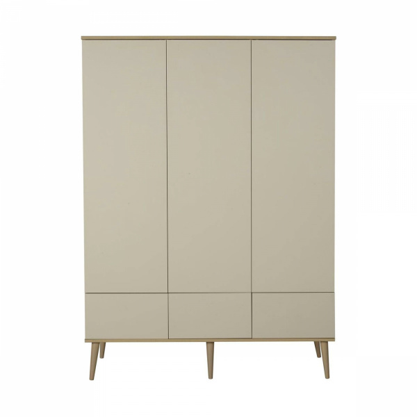 Chambre trio lit bébé 60x120 cm + armoire xl + commode avec plan à langer flow argile & oak Quax